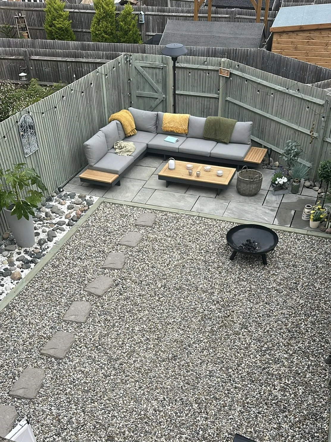 Garden makeover with seating area
